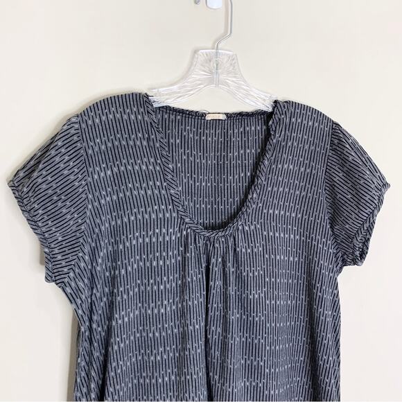 Matta NY Puja Ikat Cap Sleeve Dress (Sz XL) Scoop Neck Grey / Black - Picture 3 of 11